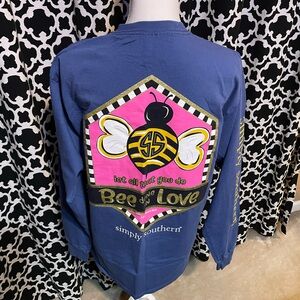 Simply Southern Blue and Pink Bee Love Long Sleeve Tee